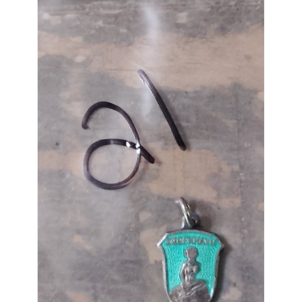Vintage Meka Sterling Silver Enamel Kobenhavn Little Mermaid Shield Charm Blue